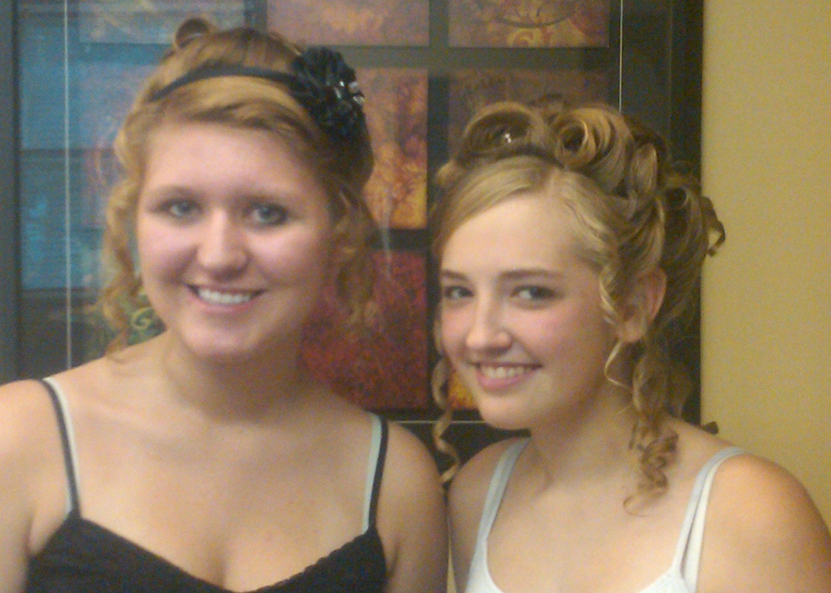 Two Girls with hair up-do for prom